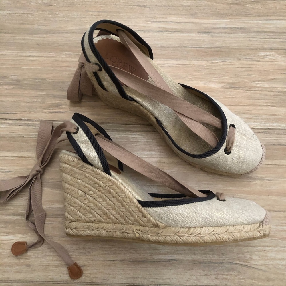J. Crew Gold Flax Espadrille Size 8